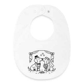 Dachshund Wedding Line Art - Baby Organic Bib - white - Front