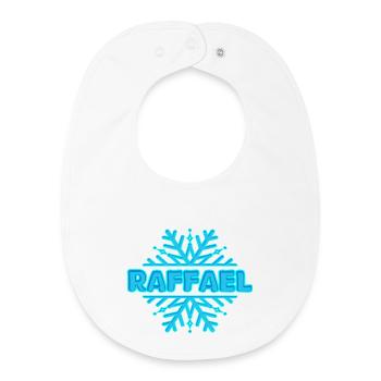 Prénom Raffael - Bavoir bébé bio - blanc - Devant