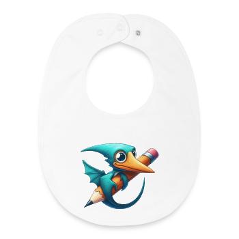 Pterodactyl Pencil Kawaii Pterosaur Dino - Baby Organic Bib - white - Front