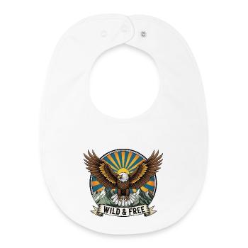 Wild eagle with mountains and sunrise - Baby Organic Bib - white - Front
