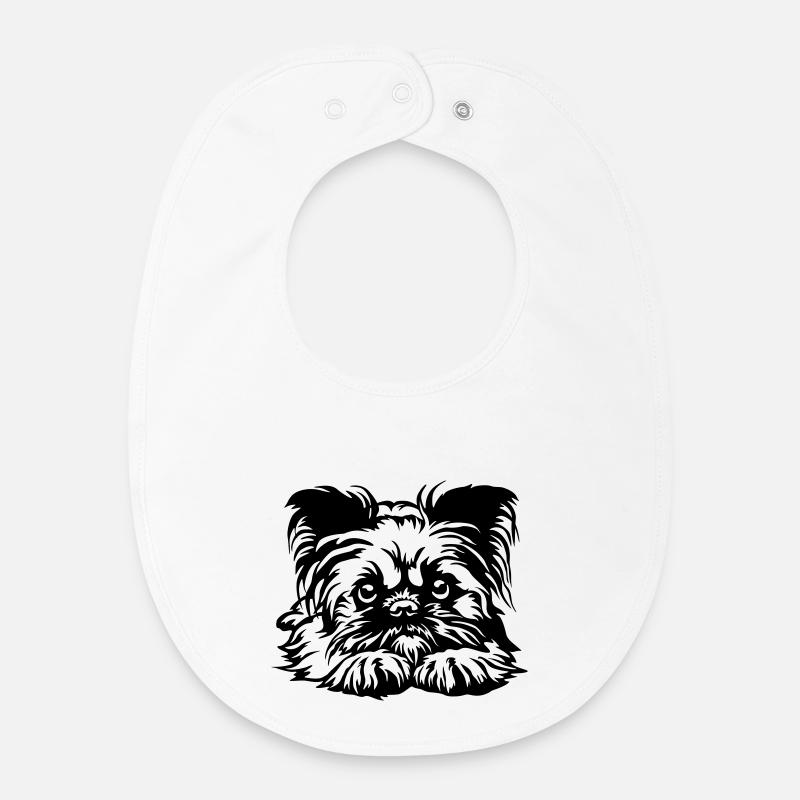 Tête de Griffon de Bruxelles - Bavoir bébé bio - blanc