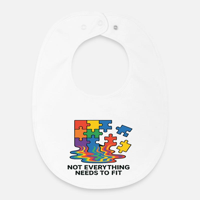 Not Everything Fits Rainbow Puzzle - Baby Organic Bib - white