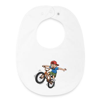 Cascade à vélo de dessins animés BMX Boy - Bavoir bébé bio - blanc - Devant