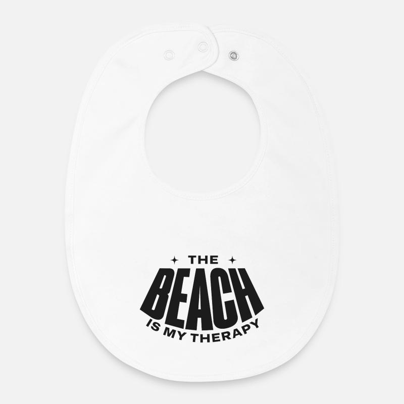 BEACH IS THERAPY - Baby Organic Bib - white