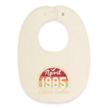 1985 avril Anniversaire avril 1985 - Bavoir bébé bio - écru doux - Devant