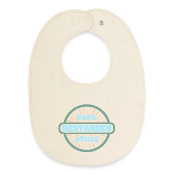 Athos as a name - Baby Organic Bib - soft Ecru - Front