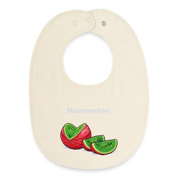 Funny Materwelon Meme Design with Absurd Humor - Baby Organic Bib - soft Ecru - Front
