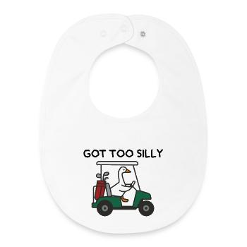 Gans im Golfwagen – Humorvolles Sportdesign - Baby Organic Lätzchen - Weiß - Vorne