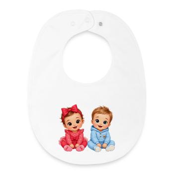 Babys Cartoon Junge Mädchen - Baby Organic Lätzchen - Weiß - Vorne