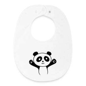 Panda Umarmung – Süßer Kawaii Manga Kuschelbär - Baby Organic Lätzchen - Weiß - Vorne