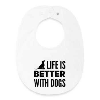 La vie est meilleure avec un chien, t-shirt pour chien mignon - Bavoir bébé bio - blanc - Devant