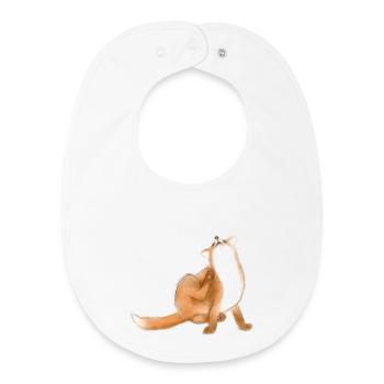 Scratching fox cute animal drawing - Baby Organic Bib - white - Front
