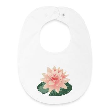 wunderschöne Seerose mit grünem Seerosenblatt - Baby Organic Lätzchen - Weiß - Vorne