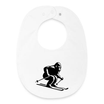 Singe Gorille Chimpanzé Ski Silhouette Design - Bavoir bébé bio - blanc - Devant