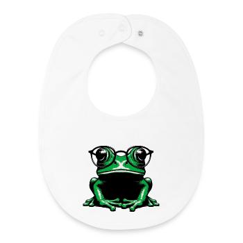Frog with Glasses - Baby Organic Bib - white - Front