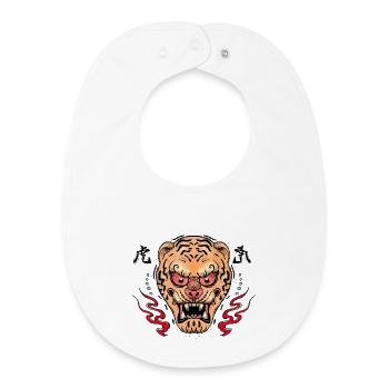 Tiger Oni Maske Illustration - Baby Organic Lätzchen - Weiß - Vorne