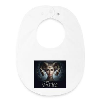 Aries -  Sternzeichen Widder - Baby Organic Lätzchen - Weiß - Vorne