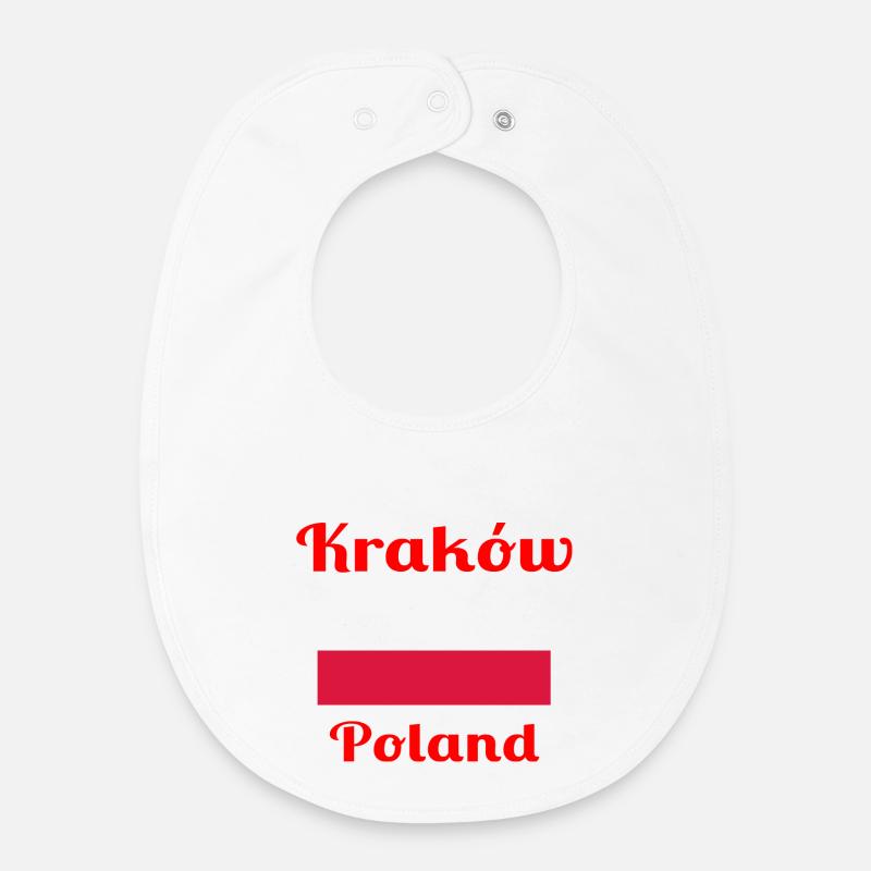 Cracovie, Pologne - Imprimés élégants - Bavoir bébé bio - blanc