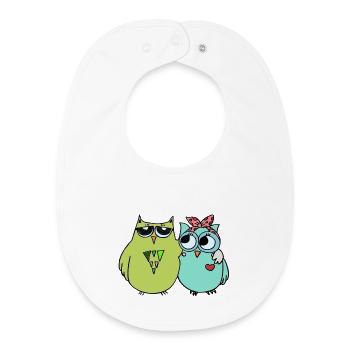 Amitié colorée avec les chouettes - Bavoir bébé bio - blanc - Devant