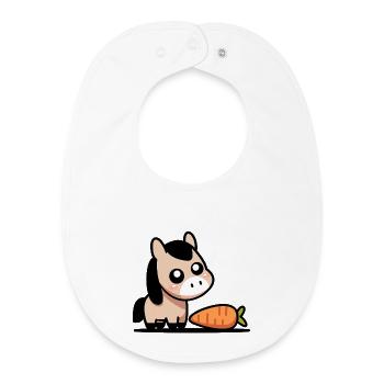 Horse with carrot - Baby Organic Bib - white - Front