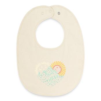 Adventure Awaits – Glowing Night-Hike Vibe - Baby Organic Bib - soft Ecru - Front