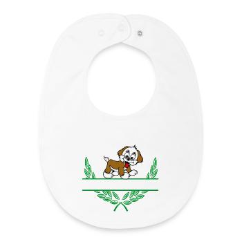 Doggie Laurel Wreath with Namespace - Baby Organic Bib - white - Front
