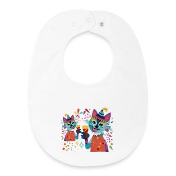 Kuschelige Partykatzen Neonfarben - Baby Organic Lätzchen - Weiß - Vorne