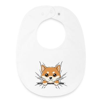 Shiba Inu aufsteigende Kawaii - Baby Organic Lätzchen - Weiß - Vorne