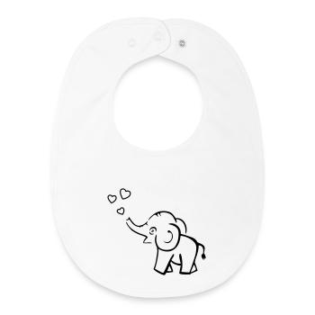 Un éléphant mignon souffle des cœurs - Bavoir bébé bio - blanc - Devant