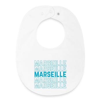 Marseille Outlined Repeat Neon Blue - Baby Organic Bib - white - Front