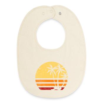 Coucher soleil Palmiers Retro - Bavoir bébé bio - écru doux - Devant