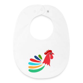 COQ. CHEVAL. POULE. COQ. ANIMAL. OISEAU. LICORNE. - Bavoir bébé bio - blanc - Devant