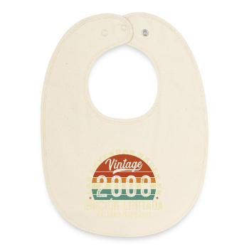 2008 Vintage Retro Birthday Gift - Baby Organic Bib - soft Ecru - Front