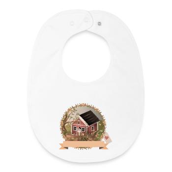 Petite maison rouge dans le jardin en style peinture à l’huile - Bavoir bébé bio - blanc - Devant