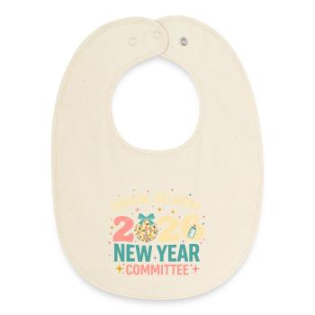 New Year 2020 Disco Committee - Baby Organic Bib - soft Ecru - Front