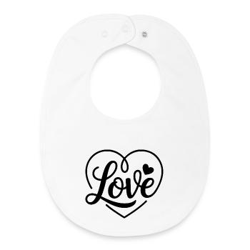 Love in a calligraphic heart is something special - Baby Organic Bib - white - Front