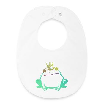 Roi Grenouille et Couronne Néon - Bavoir bébé bio - blanc - Devant