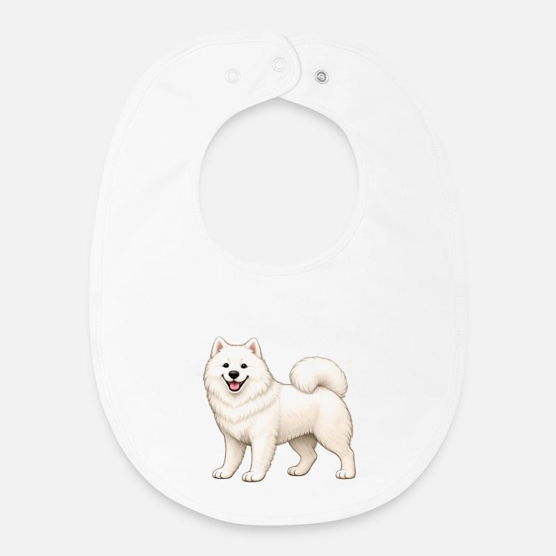 Samoyède Blanc Fourru - Bavoir bébé bio - blanc