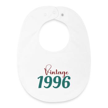 30 Year Retro 70s Tee Born 1996 - Baby Organic Bib - white - Front