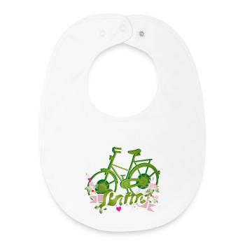 grünes Fahrrad mit ganz viel Liebe gestaltet - Baby Organic Lätzchen - Weiß - Vorne