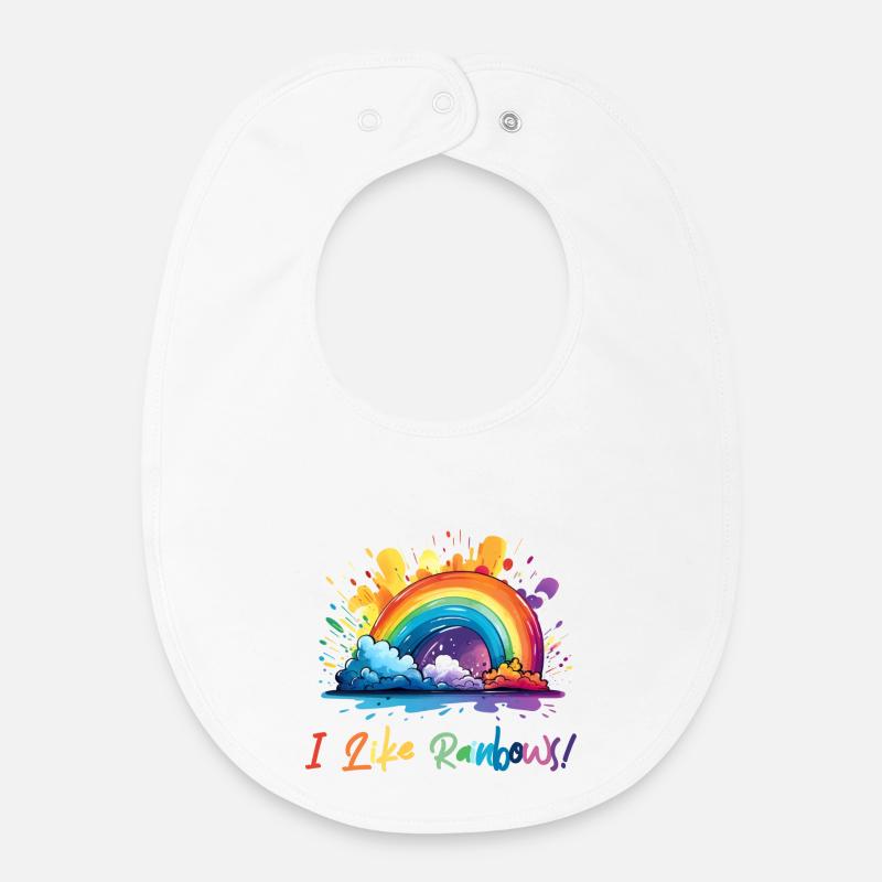 J’aime les arcs-en-ciel - Bavoir bébé bio - blanc