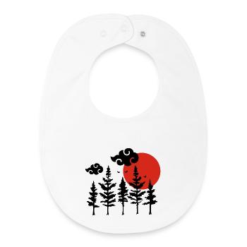 Arbres noirs et soleil rouge - Bavoir bébé bio - blanc - Devant