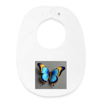 Kobaltblauer Schmetterling mit Orangenkante - Baby Organic Lätzchen - Weiß - Vorne