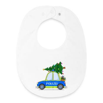 Polizeiauto Weihnachten Blau Gelb - Baby Organic Lätzchen - Weiß - Vorne