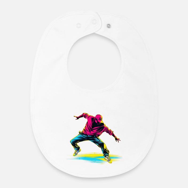 Breakdance Rétrowave - Bavoir bébé bio - blanc