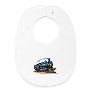 Eisenbahn Illustration - Baby Organic Lätzchen - Weiß - Vorne