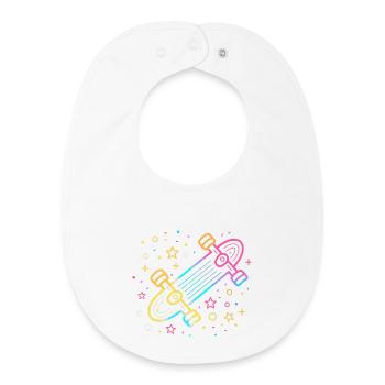 Skateboarding Cartoon Look - Baby Organic Bib - white - Front
