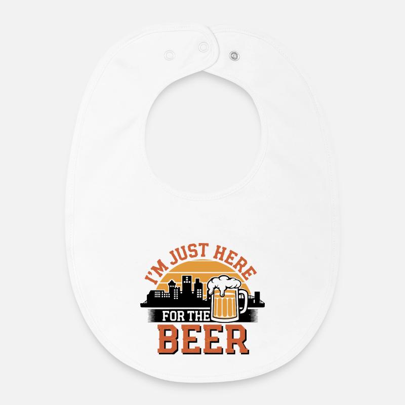 Just Here For The Beer - Baby Organic Bib - white