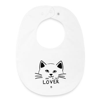 Lineare Liebhaber Katze Silhouette - Baby Organic Lätzchen - Weiß - Vorne