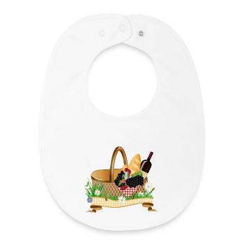 Filled picnic basket – summer pleasure motif - Baby Organic Bib - white - Front